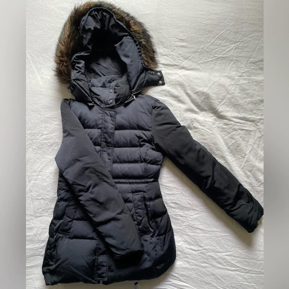 ❌Zara Navy Blue Puffer Jacket w Faux Fur Hood - Picture 5 of 6
